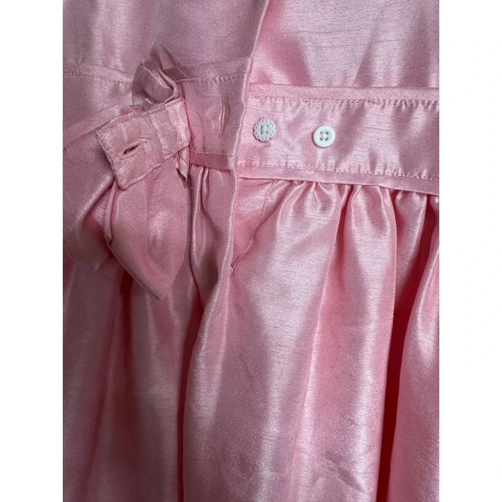 Gymboree Spring Jubilee Party Dress Girls 8 Pink White Ribbon Bow Formal Shimmer